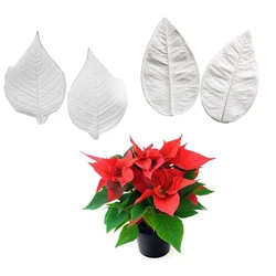 2 Styles Large Poinsettia Flower Veiners Silicone Molds Fondant Sugarcraft Gumpaste Resin Clay Cake Decorating Tool M21212438