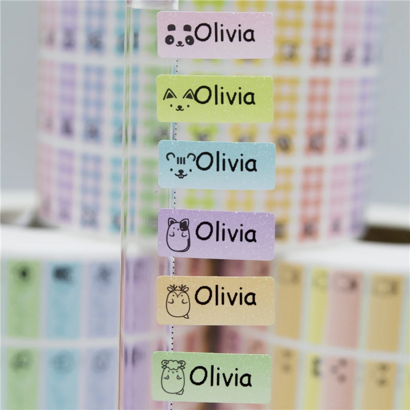 Pegatinas de nombre personalizadas de Color arcoíris, Multicolor, impermeable, etiqueta escolar, calcomanía de nombre personalizada, multiusos, colorido