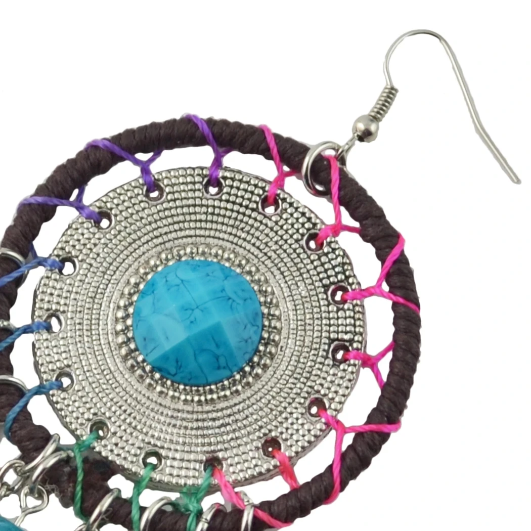 الهندي القبلية الهبي كبيرة طويلة الفيروز جوهرة ريشة استرخى أقراط للنساء البوهيمي العرقية غلو الأقراط الثقيلة مجوهرات