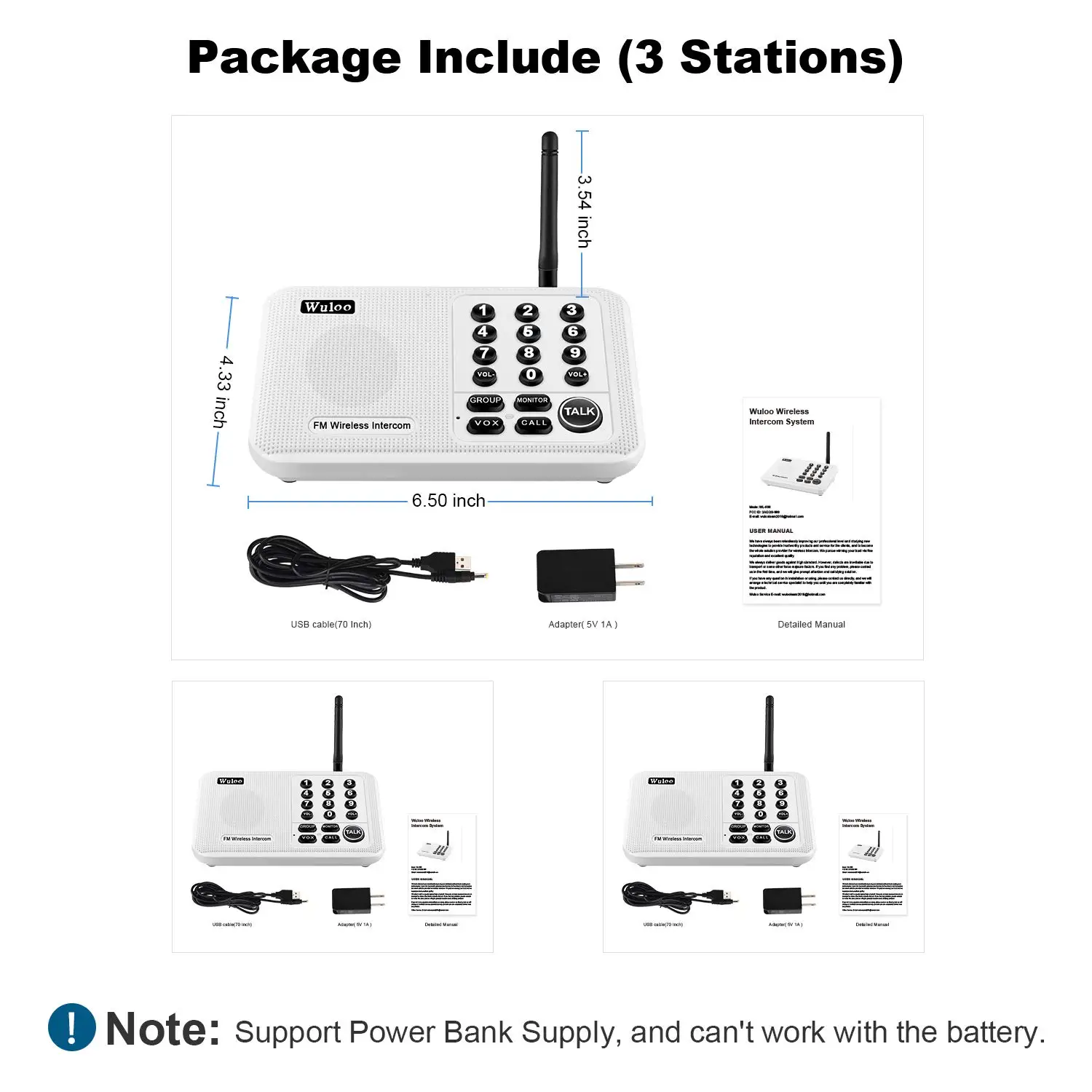 Wuloo 10-Channel Wireless Intercom System for Home House to House Callling Falando Comunicação