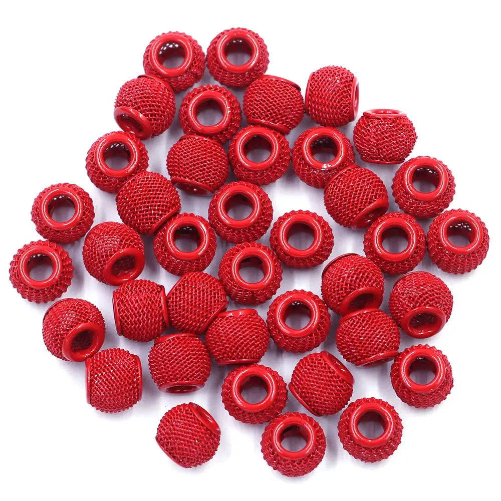 20Pcs Spacer Beads Mesh Net Round Ball Alloy For European Charms Bracelets Jewerlry DIY Findings