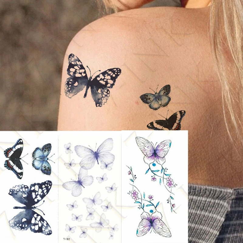 

Waterproof Temporary Tattoo Sticker Butterfly Flower Leaf Body Art Fake Tatto Flash Tatoo Leg Arm Neck Hand Foot For Women Men