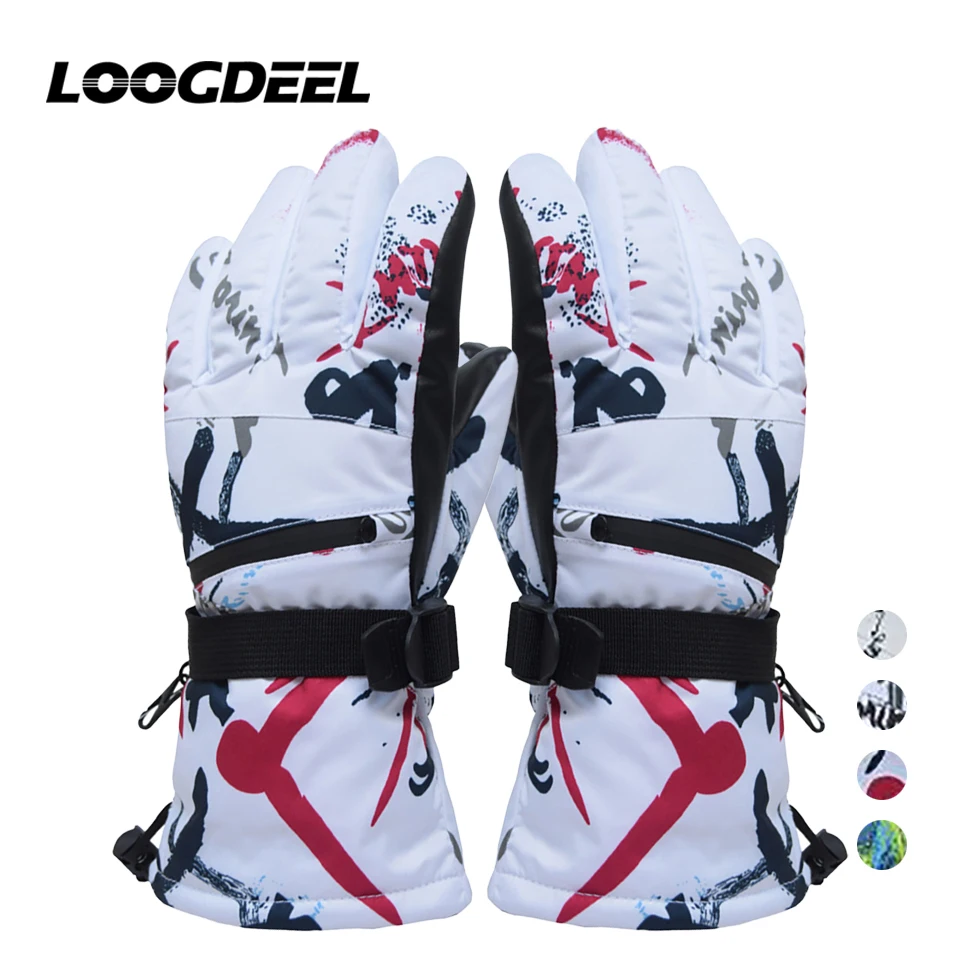 LOOGDEEL Ski Gloves Winter Add Velvet Warm Touch Screen Anti-slip Waterproof Outdoor Sports Windproof Cycling Snow Skiing Gloves