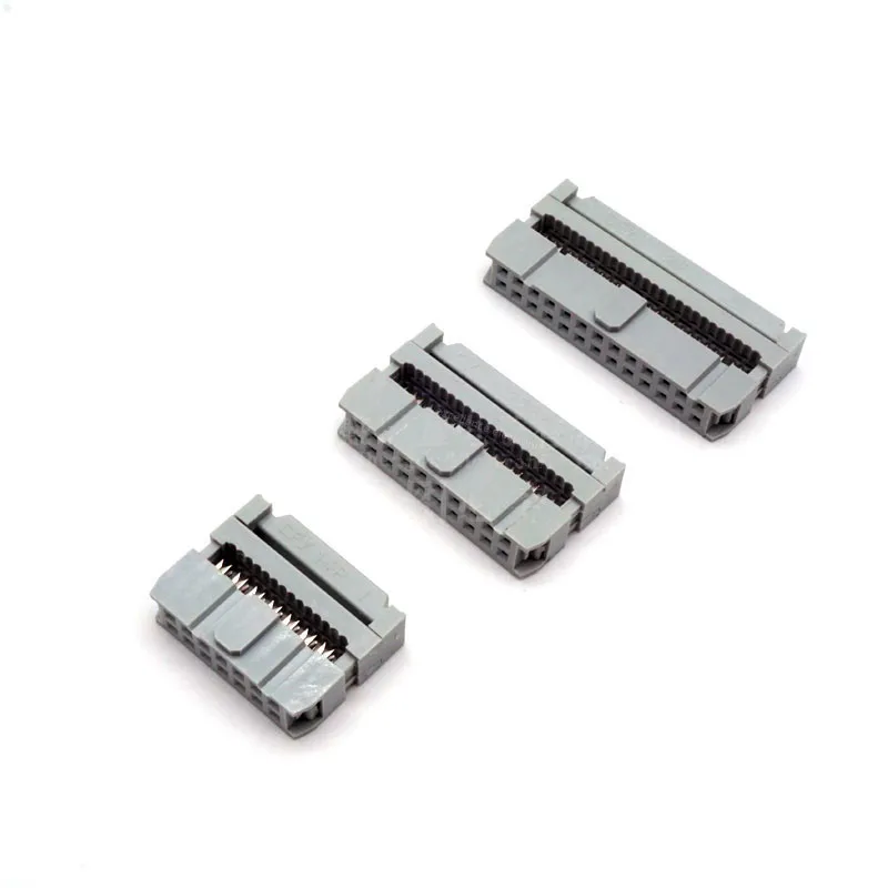 10Pcs FC 2.54mm IDC Socket Double Row Female Header Connector 10/14/16/20/26/30/34/40/50 Pin for 2651 26AWG 28AWG 1.27mm Cable