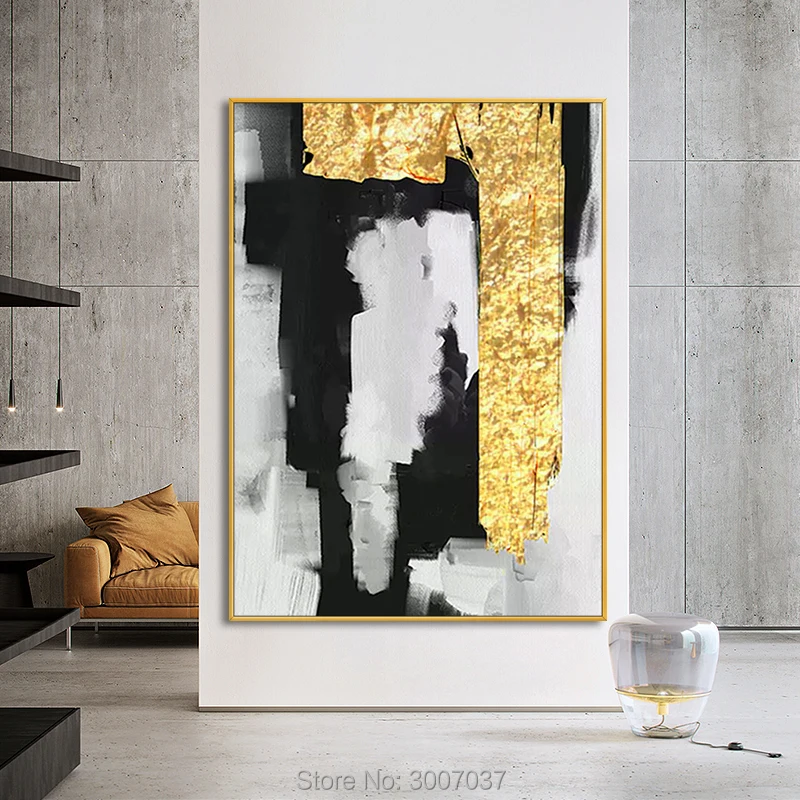 100% Hand Painted Gold Color Foils Oil Painting On Canvas Wall Pictures Canvas Painting For Living Room Home Decor no Frame