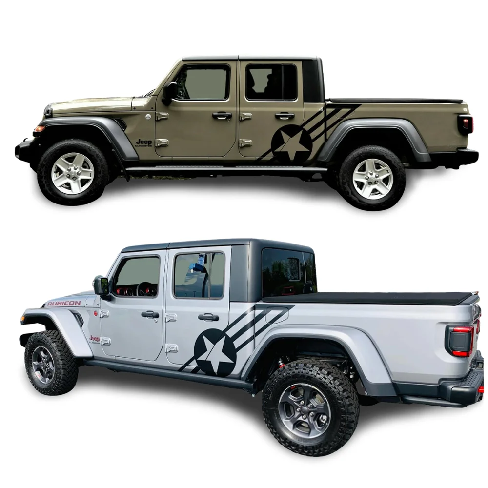 

Matte Black Star Body Door Skirt Sticker Vinyl Graphics Wrap Kit Decal for for Jeep Gladiator 2019 2020 2021