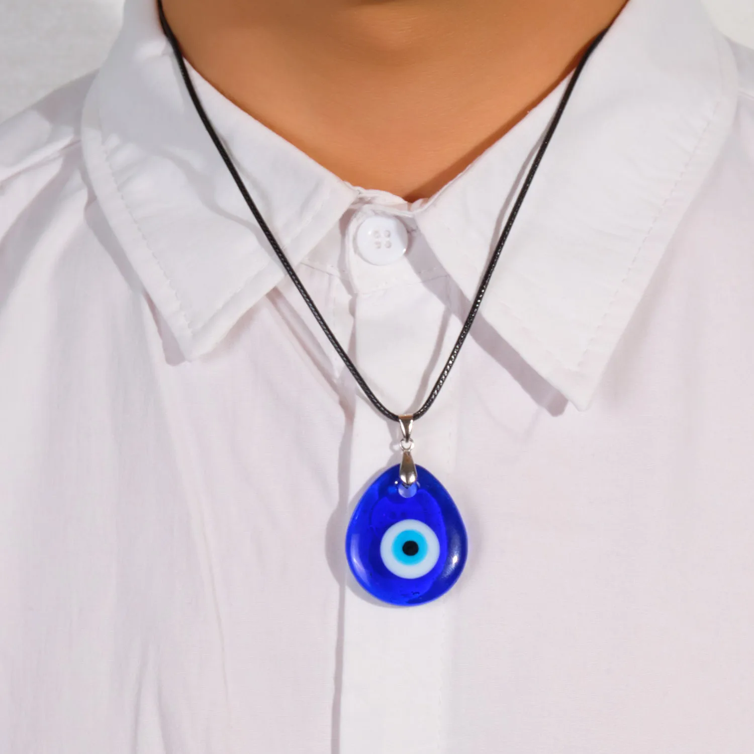 Vintage Türkische Halskette mit Bösem-Auge-Anhänger, Glücksbringer, Blaue Böse-Augen-Kette, Partyschmuck für Damen, Geschenk – Detail 11