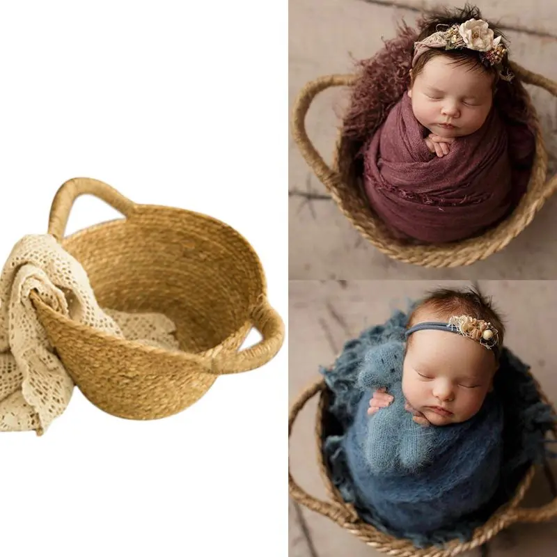 Newborn Photo Shooting Basket Baby Full Moon Photography Props Children Woven Baskets