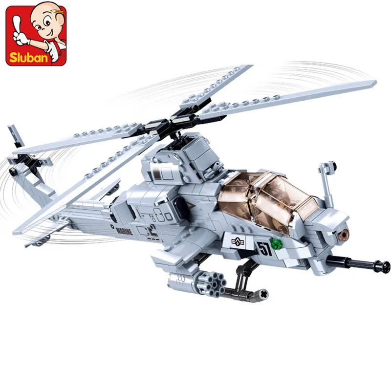 482PCS Air Force Aviation AH-1Z VIPER Aircraft Plane Helicopter Gunship Building Blocks War Weapon Bricks Brinquedos Boys Toys