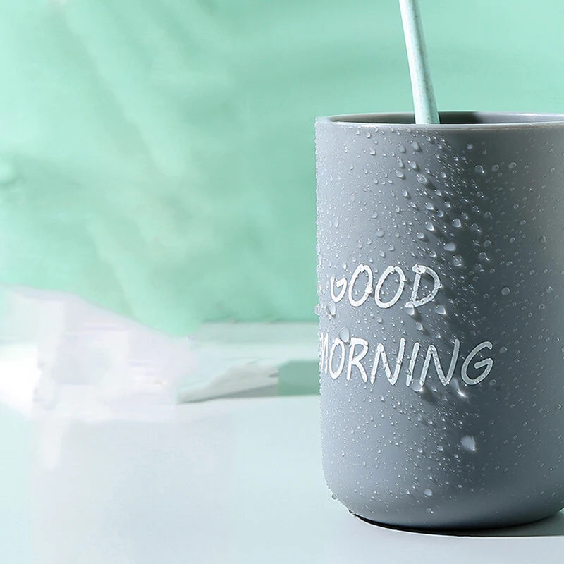 Simple Nordic Travel Portable Washing Cup Home Bathroom Couple Plastic Good Morning Print Toothbrush Holder Cup Storage Cup New