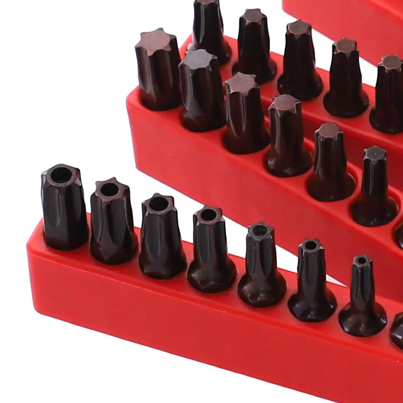 10 pz/lotto 25mm Punte per Cacciavite Torx Con Foro Set Magnetico T20 T25 T6-T40 1/4 Pollici Codolo Esagonale Cacciavite Elettrico Star Bit Set