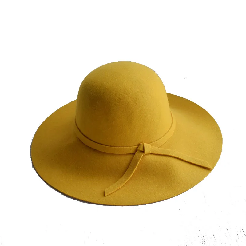 Winter Large Brim Wool Felt Hats For Women Chapeu Feminino Floppy Sun Beach Hats Female SDDW030