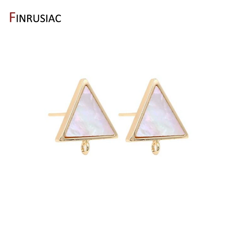 Accessories for Earrings 925 Silver Needle 14K Gold Plated Scalloped Square Triangle Shape Shell Post Earrings Findings