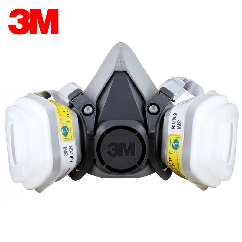 3M 6200+6002 Half Facepiece Reusable Respirator Respiratory Protection NIOSH Standard Gas Cartridges Acid Gas Mask F0000