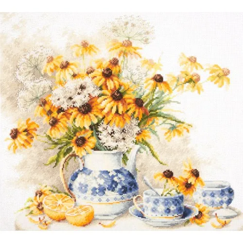 Vaso in ceramica e fiore di girasole ricamo kit da cucito ricamo 14CT non stampato arte kit punto croce fai da te fatto a mano decorazioni per la