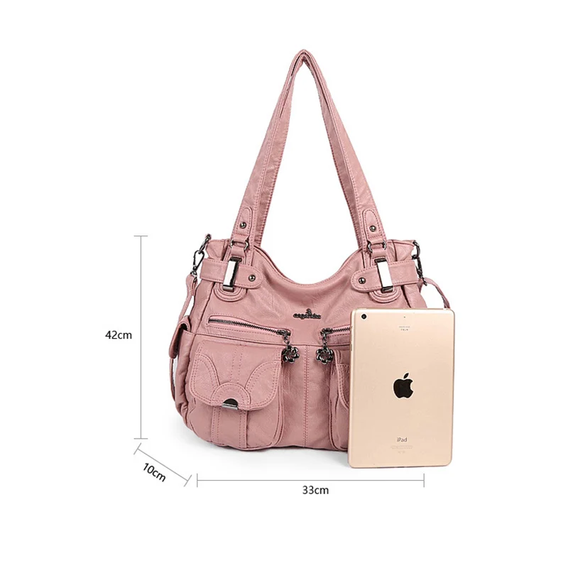 Summer Women Handbag Multifunctional Washed Leather Luxury Handbags Women Bag Designer Female Shoulder Messenger Bag Mother Bags