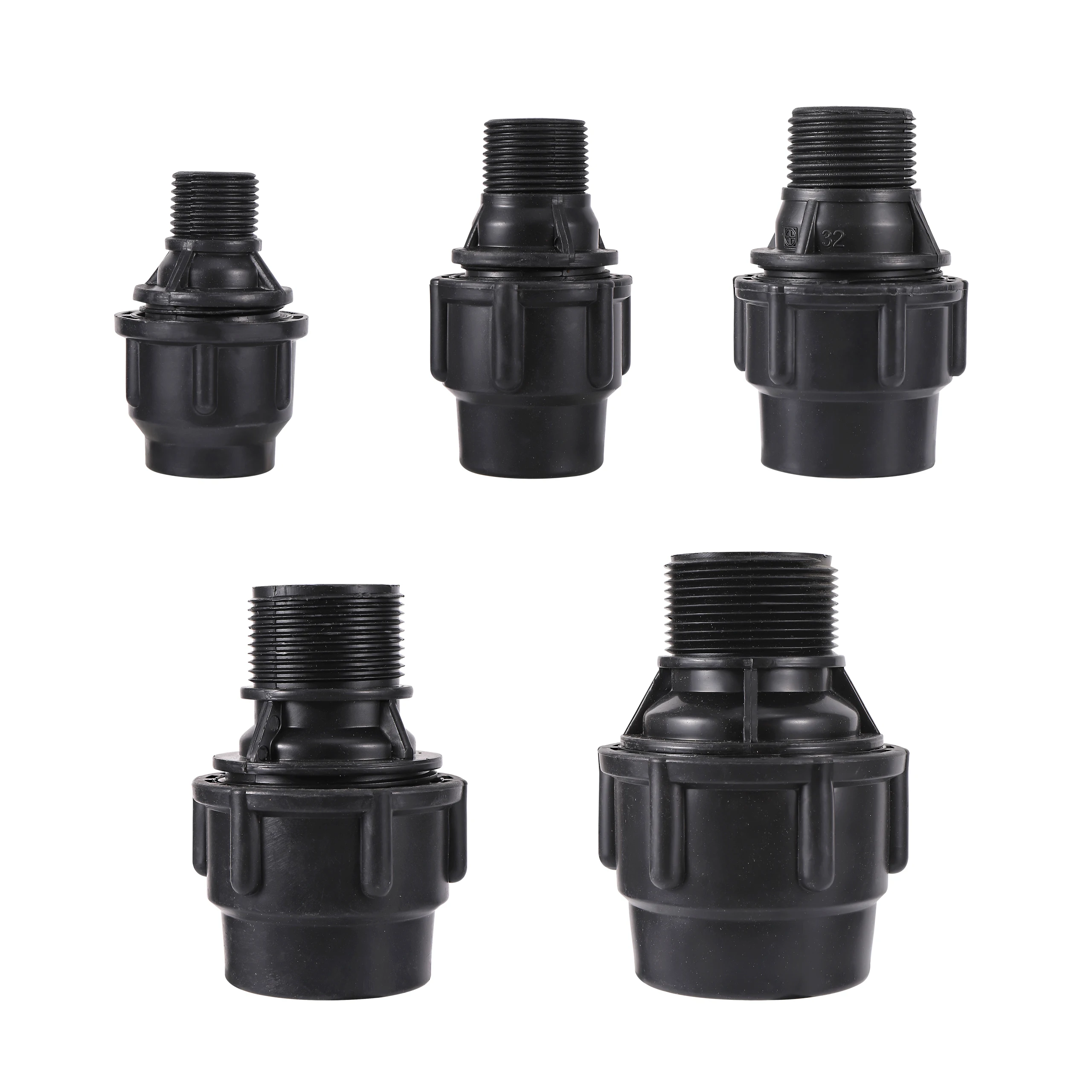 

1/2" 3/4"1"1.2"1.5" Male Thread to 20/25/32/40/50mm PE Pipe Straight Connector Irrigation System PE PVC Tube Conversion Coupling