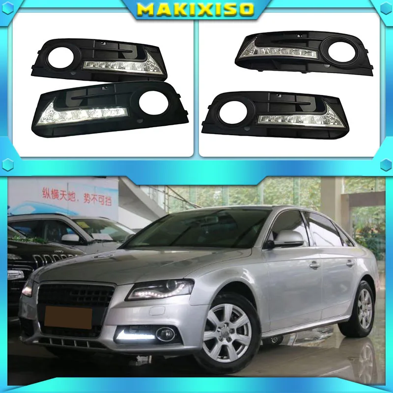 1 Set For Audi A4 A4L B8 2009 2010 2011 2012 LED DRL Daytime Running Lights Daylight Fog Lamp cover hole