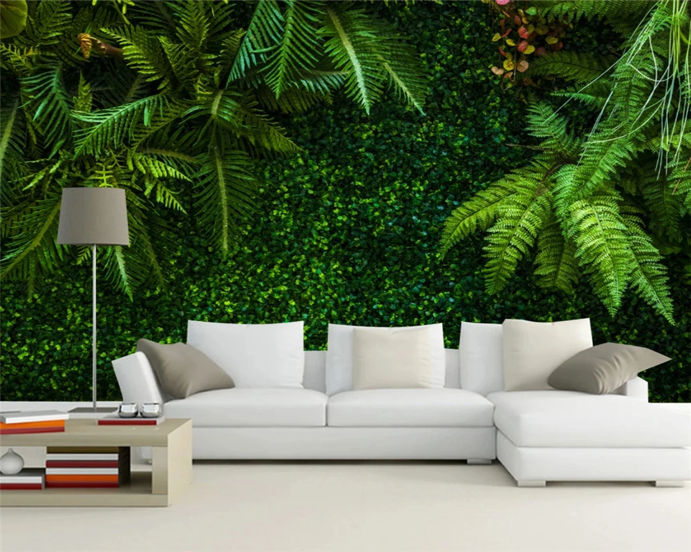 

beibehang Custom high quality fashion interior wallpaper tropical rain forest leaves green TV background papel de parede tapety