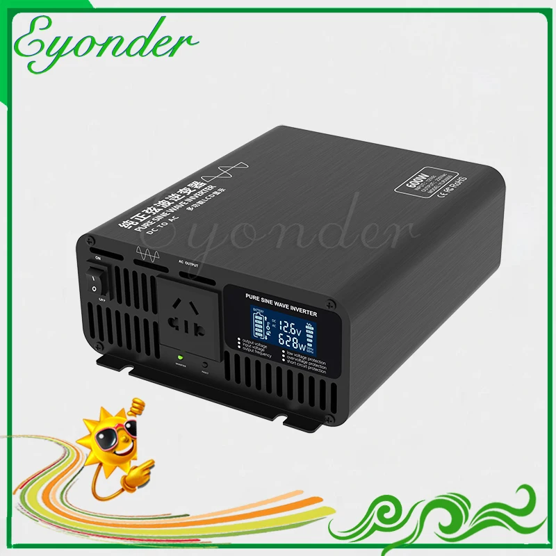 Eyonder 600w 12v 24v 36v 48v 60v 72v dc to 110v 115v 120v 200v 220v 230v ac converter Pure Sine Wave 600w inverter power supply