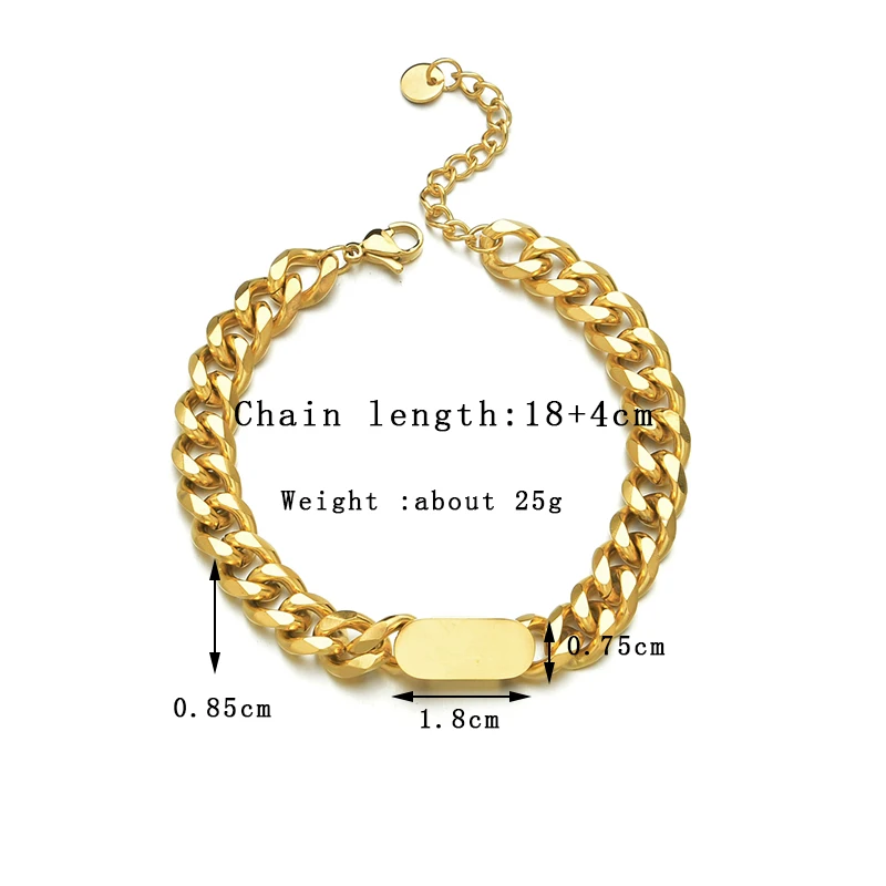 Nextvance Gold Stainless Steel Oval Bracelet  With Letter Fashion Initial Alphabet Charms Cuban Chain Bracelets  For Women Man