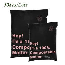 50pcs/Lot New 100% D2W Biodegradable Courier Bag Clothing Express Bag Eco Mailer Postal Bag Waterproof Self-Seal Pouch Bags