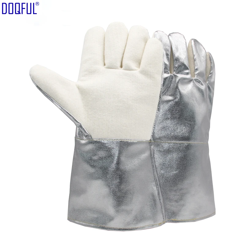 High Temperature Work Gloves 1000 Degree Aluminum Foil Thermal Radiation Protection 350Degree Touchable Heat Resistant Fireproof