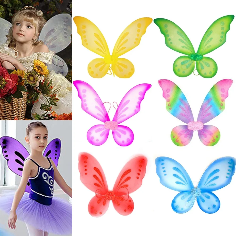 1pc Butterfly Fairy Wings Dress Up Wings Birthday Party Favor Accessory Girls Butterfly Costume Fairy Halloween Costume Apparel