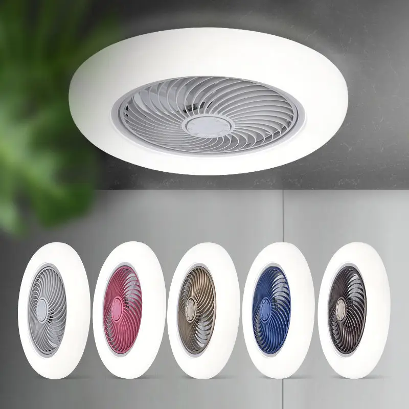 Imagem -03 - Ventilador de Teto Inteligente com Luzes Controle Remoto Decoração de Quarto Lâmpada 52cm Lâminas Invisíveis Retrátil Silencioso