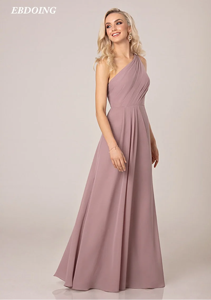 Newest Bridesmaid Dresses  A-line With One Shoulder Sleeveless Robe De Soiree Floor-length Plus Sizes With For A  Party