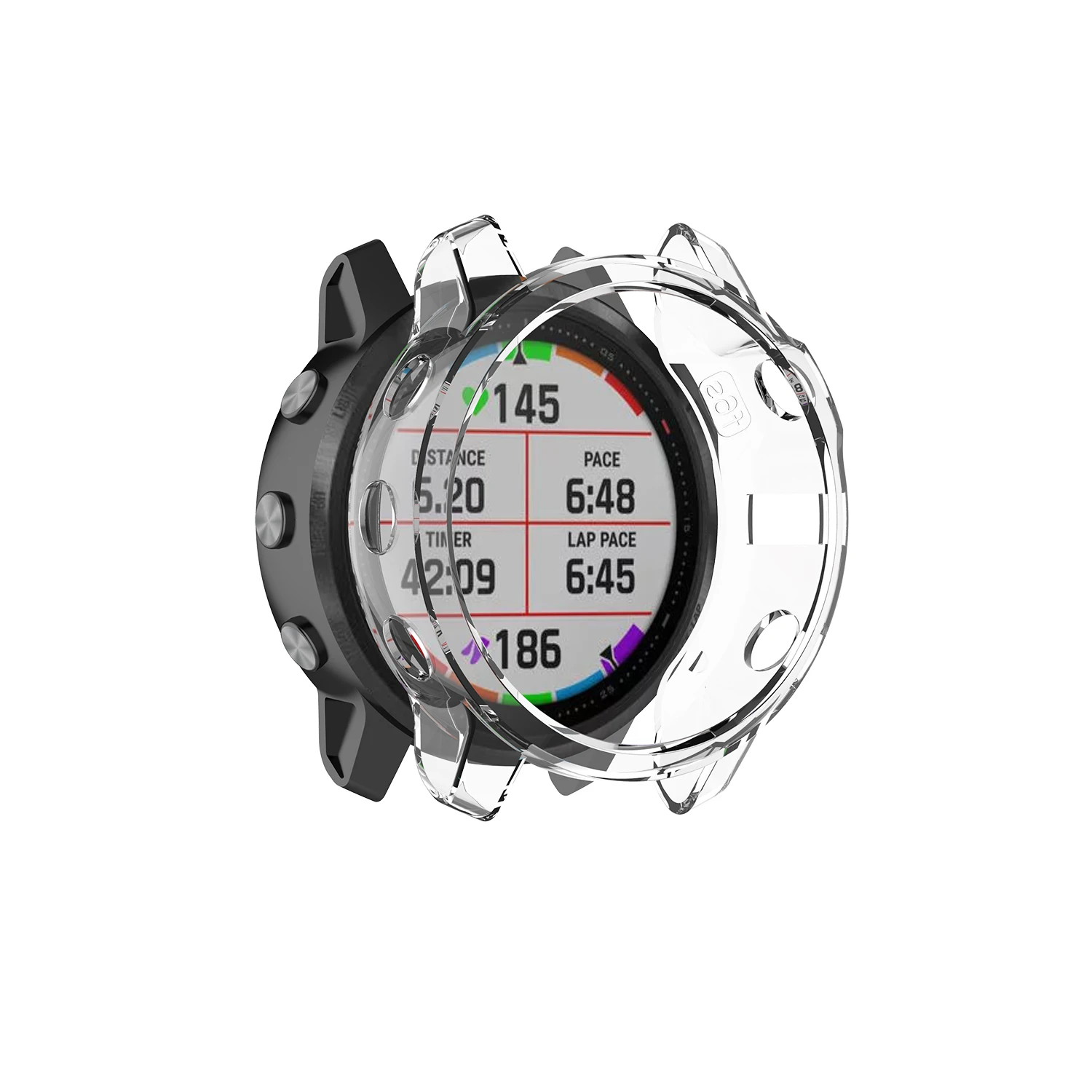 Capa tpu macia de silicone, capa protetora transparente para garmin fenix 6s/6s pro band, capa protetora de tela para relógio inteligente
