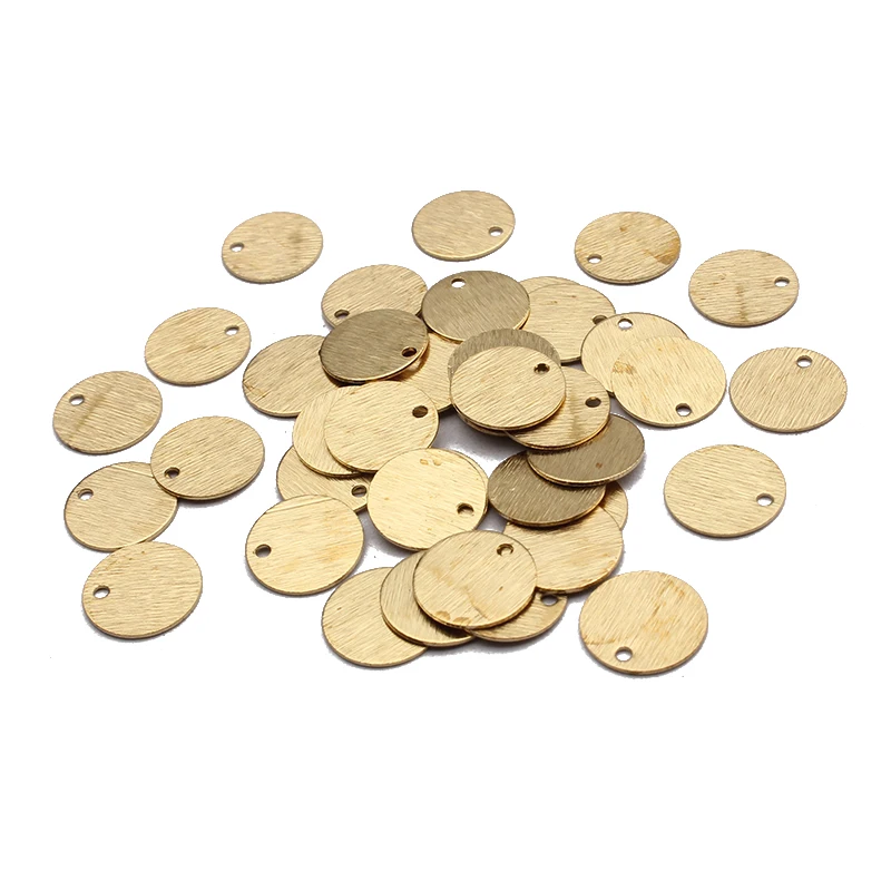 

100pcs Textured Brass Round Dog Tag Charm Pendants Stamping Charms For DIY Necklace Bracelet Jewelry Making