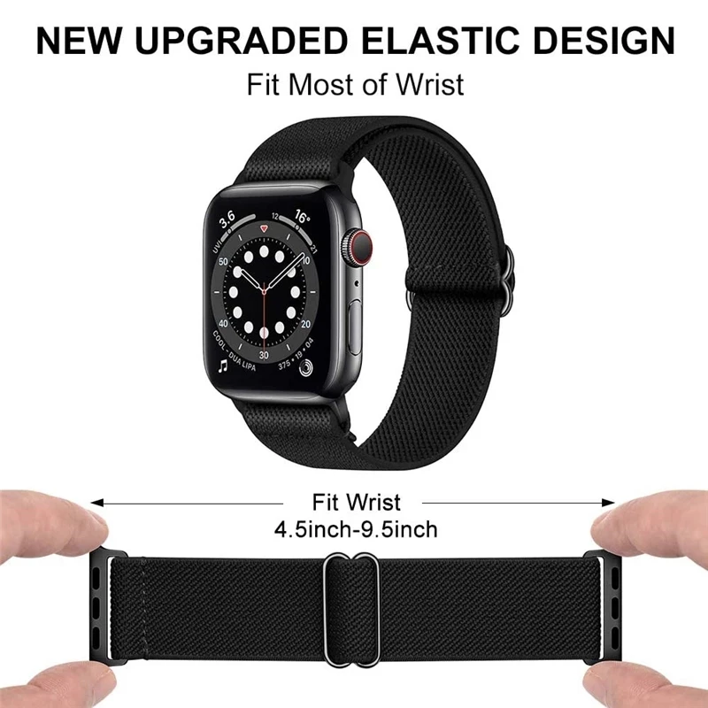 2021 New Elastic Nylon Solo Loop Strap For Apple Watch Band Series 6 SE 5 4 44mm 40mm Watchband For iWatch 42mm 38mm Bracelet