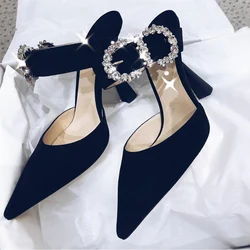 Summer Stiletto Sandals Women High Heels Rhinestone Buckle Pointed Toe Shoes Women High-Heeled Slippers sandalias de las mujeres