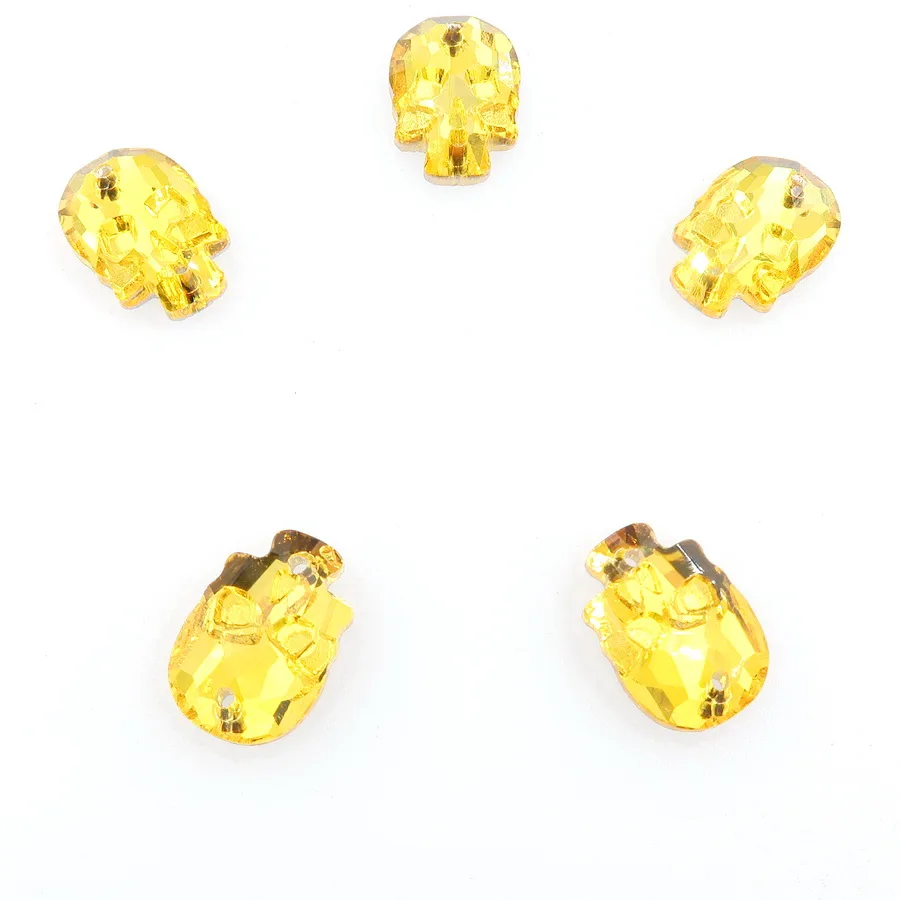 Totenkopfförmige Glaskristalle mit 2 Löchern, 14 mm, 18 mm, 20 Stück/Stück, zum Aufnähen von Strassperlen für Hochzeitskleider, Kunsthandwerk, DIY – Detail 6
