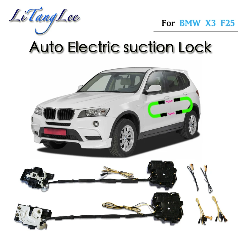 Car Soft Close Door Latch Pass Lock Actuator Auto Electric Absorption Suction Silence Closer For BMW X3 F25 2010~2023