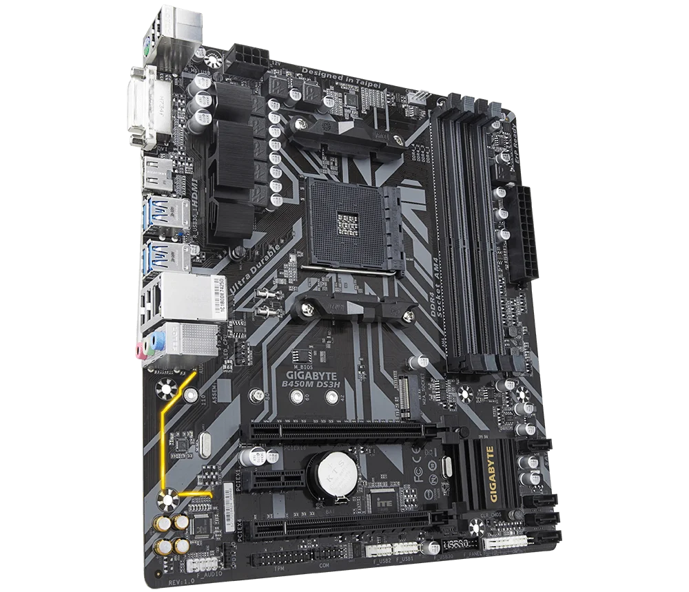 Imagem -02 - Gigabyte-desktop pc Motherboard Usado Amd Am4 Ryzen 1th. 3th Athlon Usb 31 Hdmi M.2 B450 Micro-atx Ga-b450m Ds3h