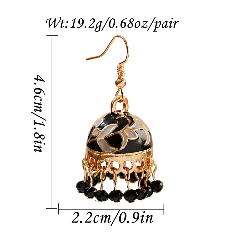 Ethnic Corful Beads Tassel Turkish Earring Boucles D\'oreille Womens Vintage Gold Small Bell Earrings Indian Jewelry