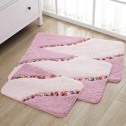 Pastoral Style Bathroom Mat, Non-Slip Bath Carpets, Solid Flower Floor Decor, Toilet Rugs, Doormat for Shower Room Large Size