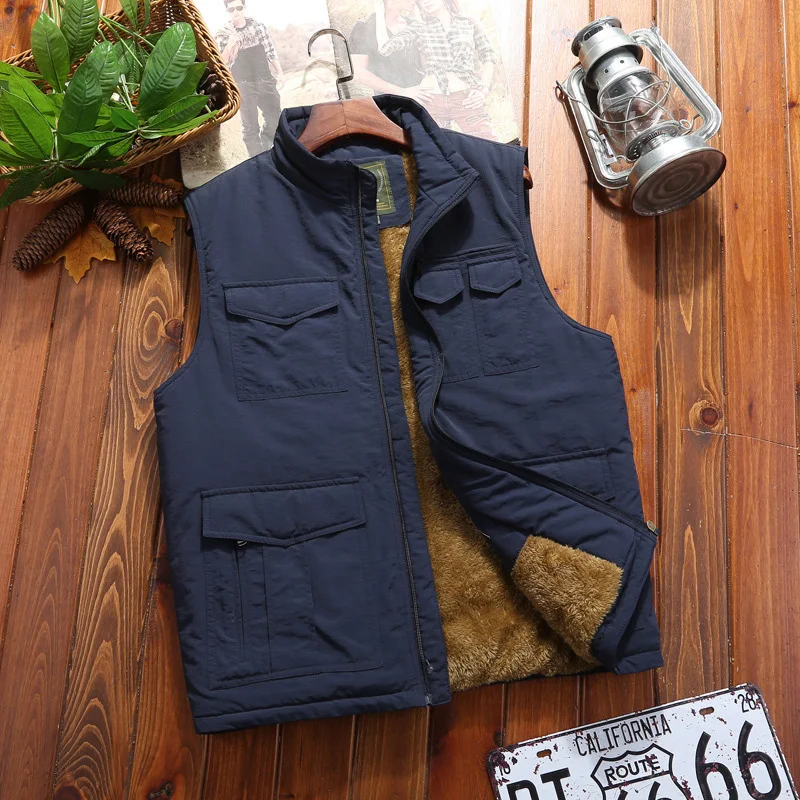 DIMUSI Winter Men Vest Casual Fleece Warm Waistcoats Mens Thermal Vests Jackets Man Army Windbreaker Sleeveless Jackets Clothing