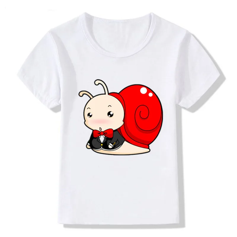 Cute Snail Print Cartoon T Shirt Funny T-shirt 2-12Y for Boys Girls