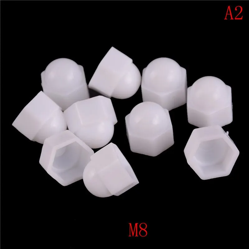 10x M6 M8 M10 M12 White Dome Bolt Nut Protection Caps Cover Hex Hexagon