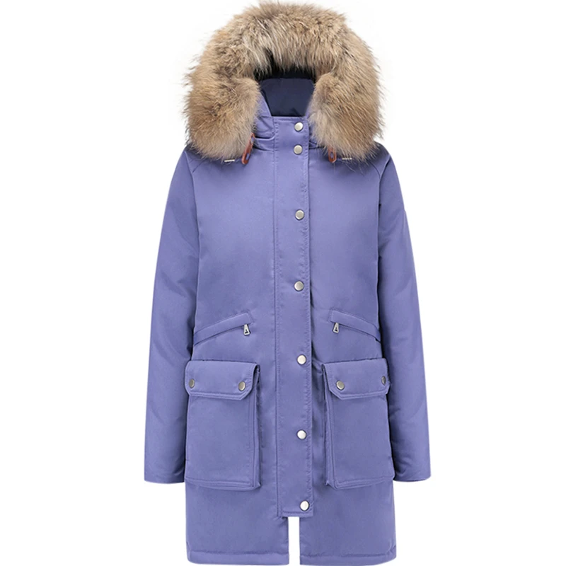 Veste d'hiver épaisse 85% duvet de canard pour femmes, manteaux chauds, Parka, vêtements pour femmes, manteau Long à capuche en fourrure, LWL1033, 2023