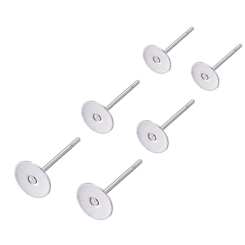 50 قطعة هيبوالرجينيك القرط المشاركات 925 الفضة مطلي النحاس وأقراط 4 5 6 مللي متر لوحة مسطحة فارغة النتائج فراشة القرط مرة أخرى #6