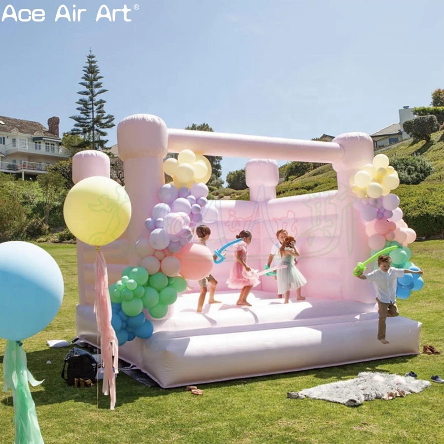 Trampolín inflable para saltar de boda personalizado a la moda con soplador de aire para ceremonia al aire libre hecho en China