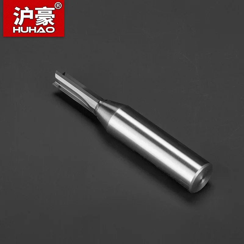 HUHAO-Herramienta de carpintería CNC, cortador de fresado de extremo recto TCT, broca enrutadora de acero de tungsteno para taladro de ranura de