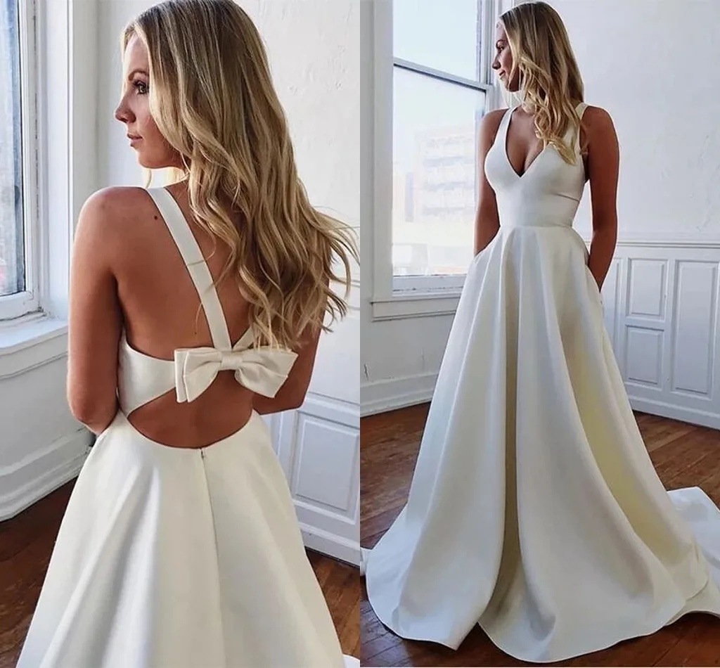 

Платье женское атласное с V-образным вырезом, элегантное вечернее Формальное, на бретелях, с бантом сзади, вечерние невесты, 2021