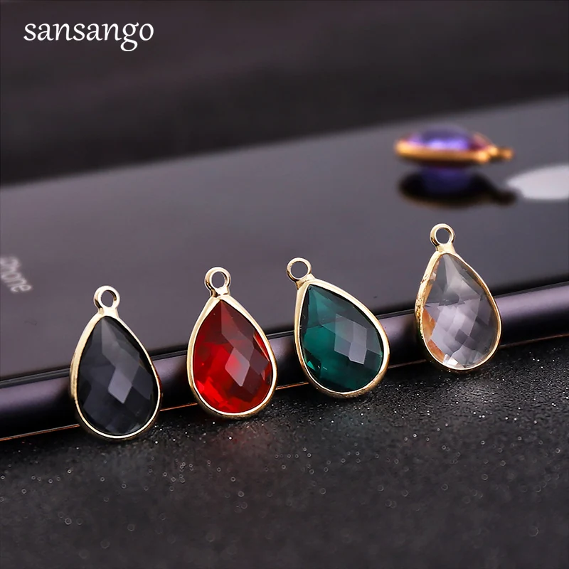 10pcs/lot Water Drop Shape Crystal Charms Pendants For Jewelry Making Bracelet Necklace Keychain Accessories