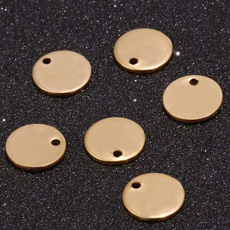 80pcs/lot Stainless Steel 8mm/10mm Stamping Blank Circle Charms Findings