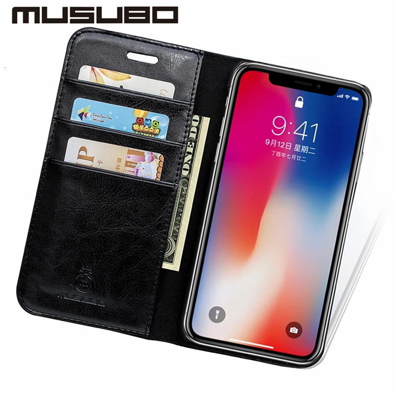 Musubo Luxury Leather Wallet Cases Cover For iPhone 12 11 Xs Max X XR 7 Plus 6 6s Flip Stand Case for iphone 8 plus Card Holder